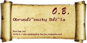 Obrusánszky Béla névjegykártya
